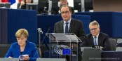 François Hollande verkündete gestern in Straßburg die neue Devise Europas - "Solidarität, Verantwortung, Entschlossenheit". Foto: Claude Truong-Ngoc / Eurojournalist(e)