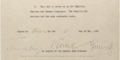 La signature du maréchal Keitel sous l'acte de capitulation, signé le 8 Mai 1945 à Berlin. Foto: Joint Chiefs of Staff / Wikimedia Commons / PD