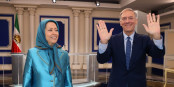 NCRI's president-elect Maryam Rajavi and US Secretary of State Mike Pompeo at the Paris conférence. Foto: private